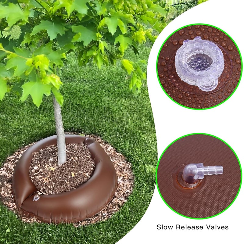 Tezhile TezhiIe 3 Pack 15 Gallon Tree Watering Ring Bag, PVC Drip Irrigation Water Pouch Automatic Drip System, Watering Donuts for Trees, Deep Root & Low-Profile Slow Release Watering Bag - Image 4